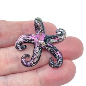 Estate Purple Black Dichroic Glass Starfish Pendant